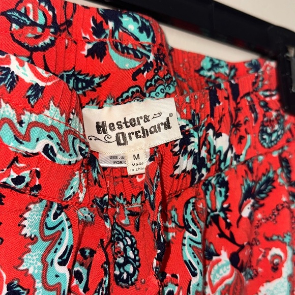 Hester & Orchard Flowy Wide‎ Leg Floral Printed Boho Style Women's Pants Medium - Picture 6 of 7